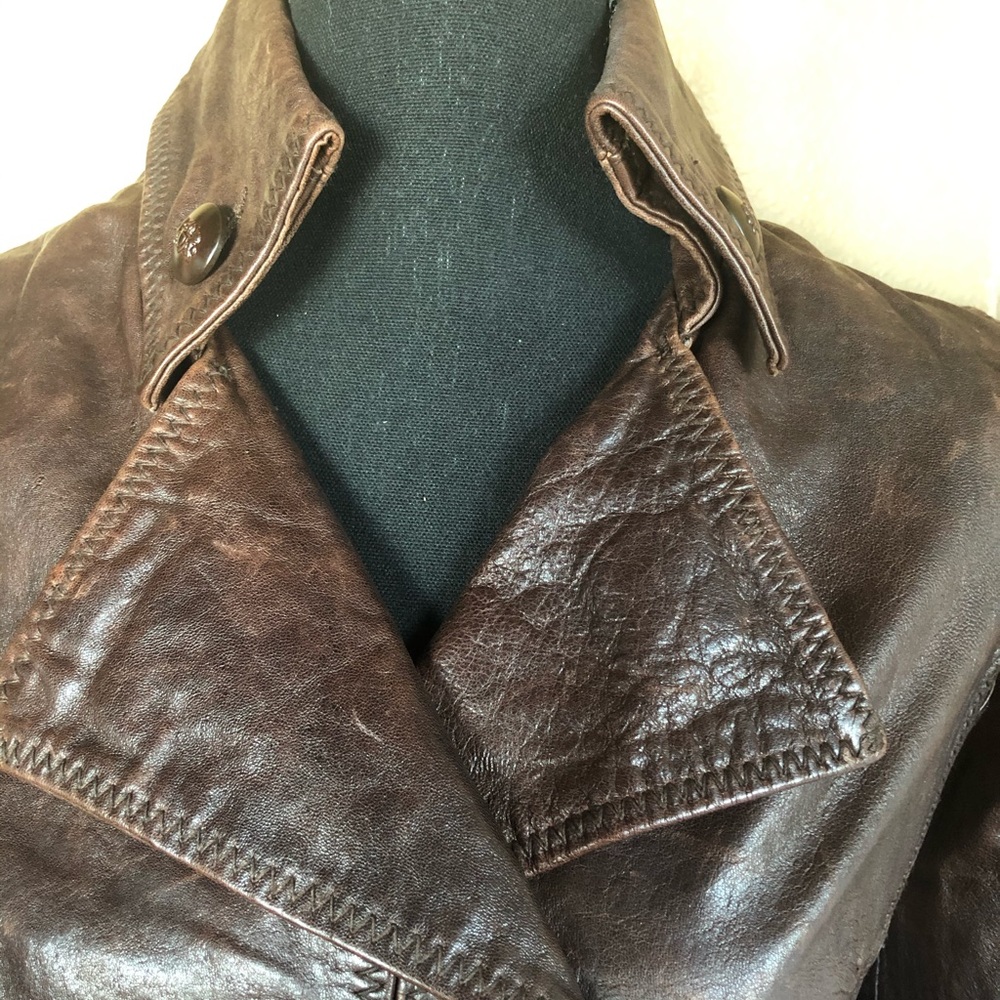 Brown leather jacket size small - Picture 3 of 6